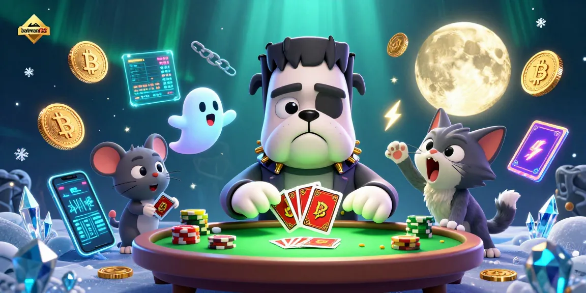 Engage with the vibrant batman138 casino scene featuring a Frankenstein bulldog and crypto elements.