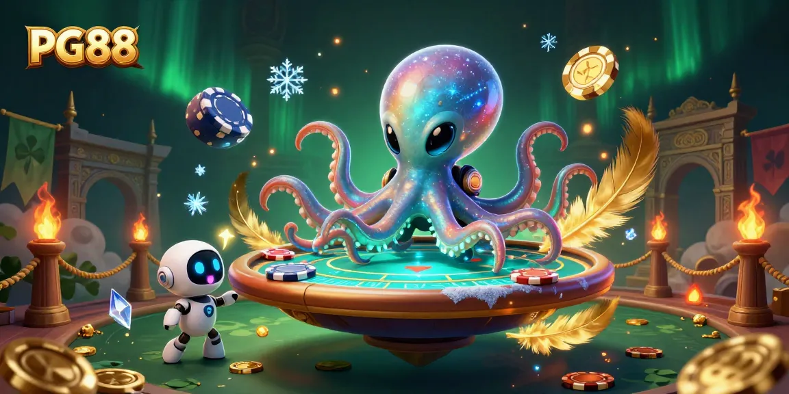 Engage with PG88's dazzling alien poker scene featuring swirling chips and exciting characters.