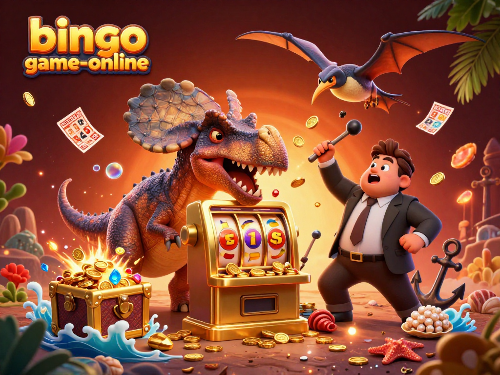 Bingo-game-online offers thrilling jackpot action with a pachycephalosaurus winning big at the slots!