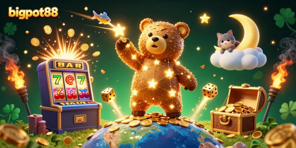 Menangkan jackpot di bigpot88 dengan mesin slot yang penuh dengan koin emas dan karya seni 3D yang memukau.