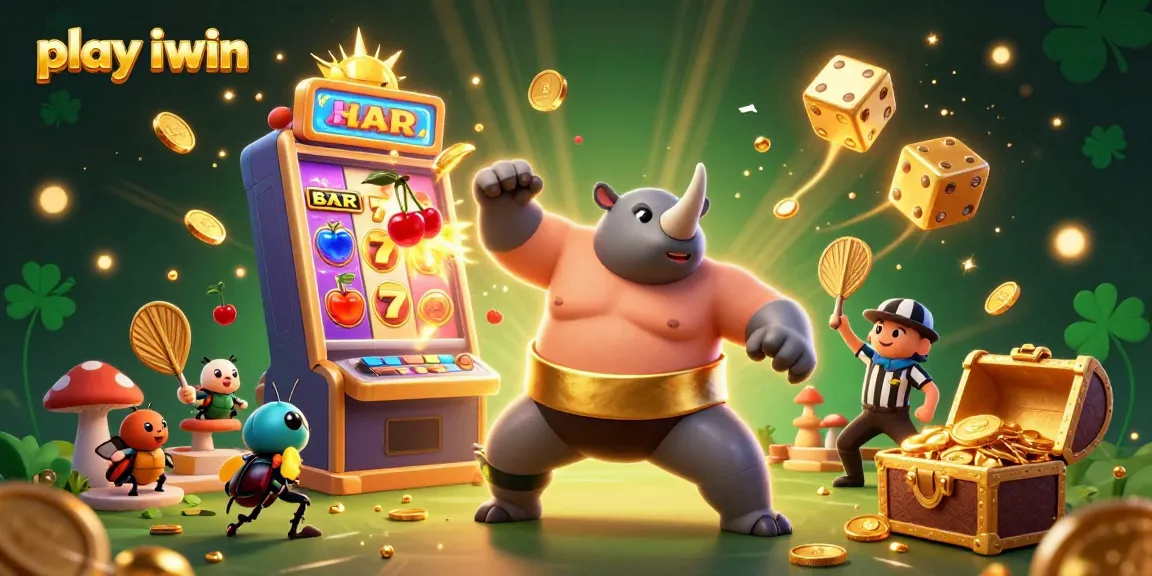 Play iwin and win big in this vibrant 3D casino illustration packed with excitement!