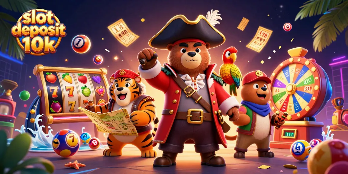 Experience slot deposit 10k excitement with colorful slot reels and dynamic game elements in an engaging casino scene.