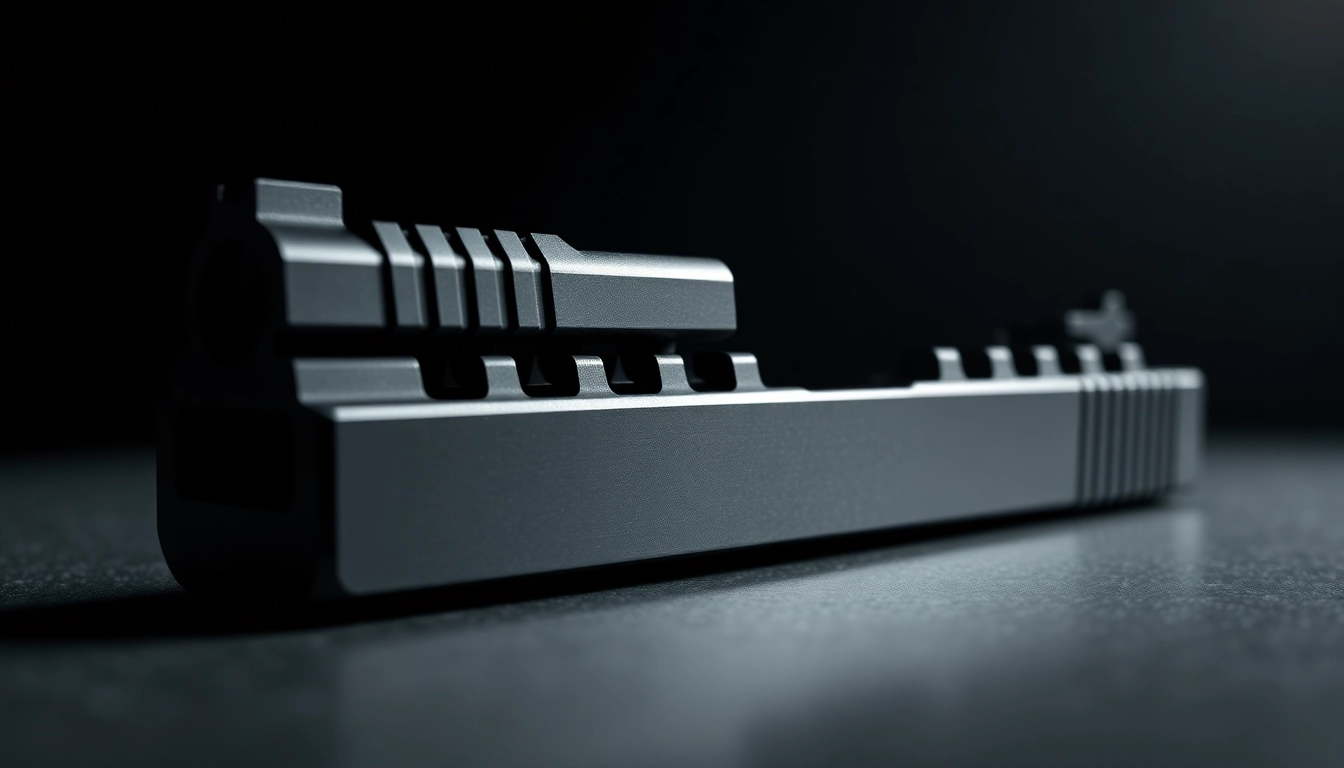 Showcase glock 26 slide oem displaying precision engineering and fine details.
