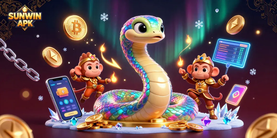 Experience the excitement of SUNWIN APK with a vibrant 3D casino scene showcasing crypto elements.