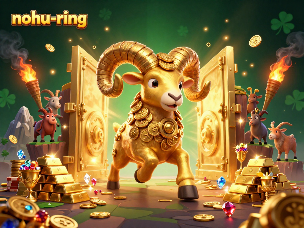 Spinning the reels in nohu-ring with golden treasures and vibrant gems showcased.