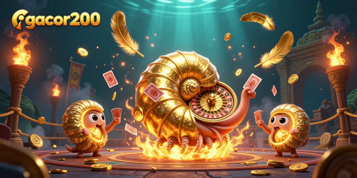 Gacor200 memikat pemain dengan nautilus raksasa berkilau dan elemen slot dalam ilustrasi 3D yang menakjubkan.