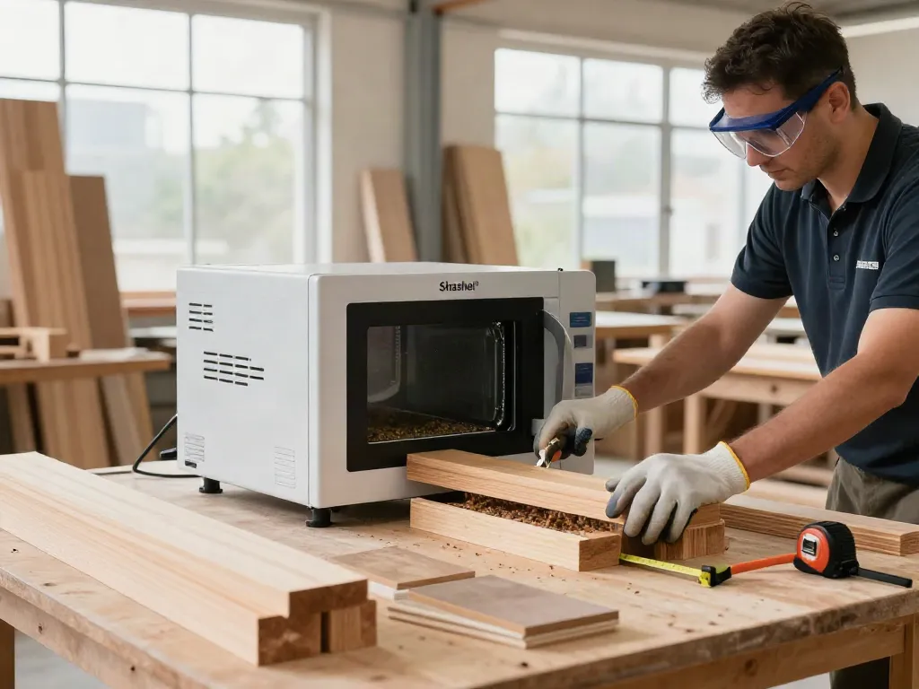 Shashel® technology in a modern workshop eliminating wood-boring insects effectively.