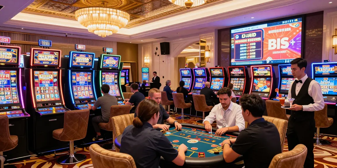 Lingkungan permainan mewah LUXURY777 dengan mesin slot cerah dan meja taruhan tinggi menarik perhatian pemain yang bersemangat.