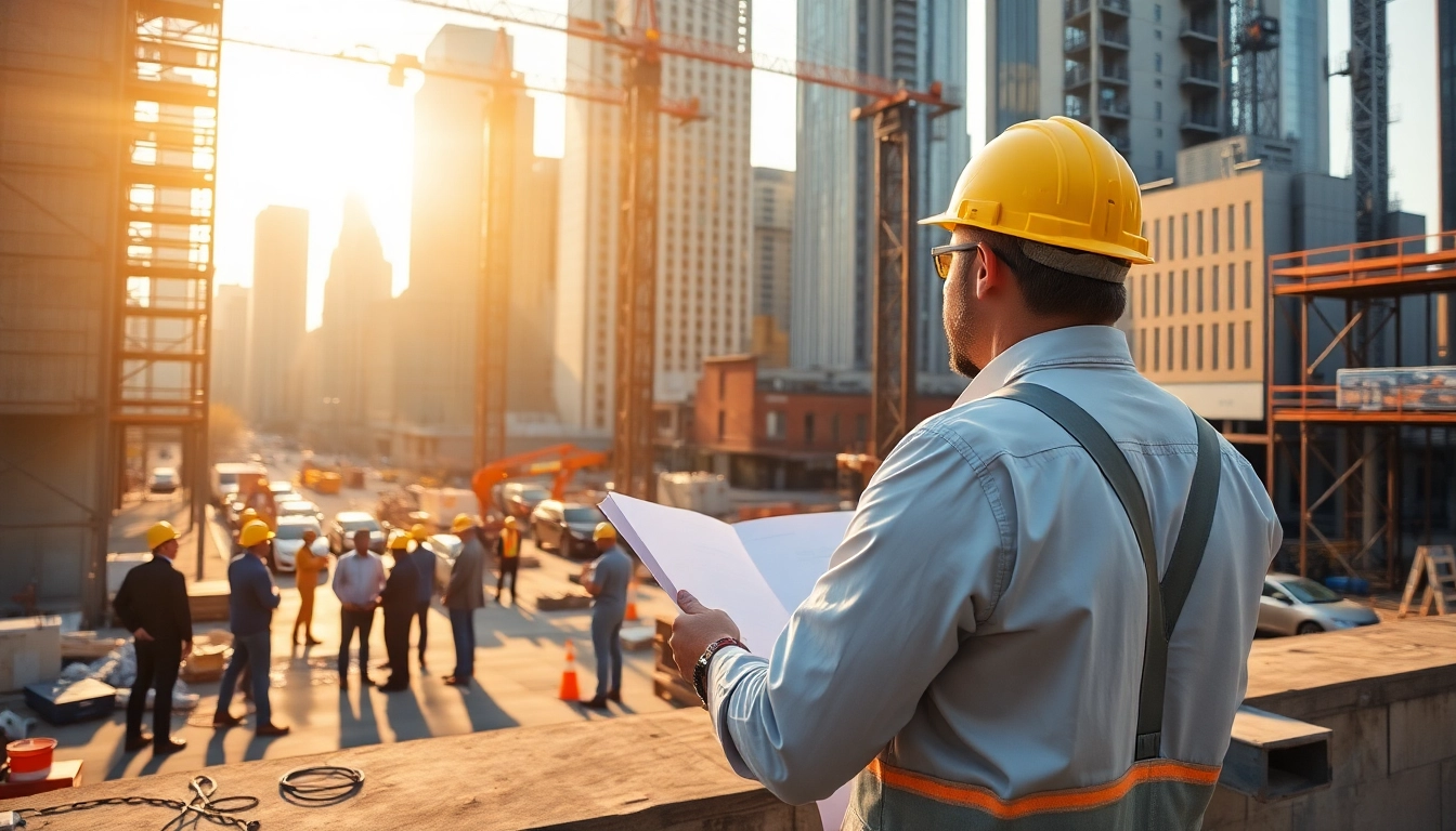Manhattan Construction Manager leading a construction team on a vibrant New York City site.