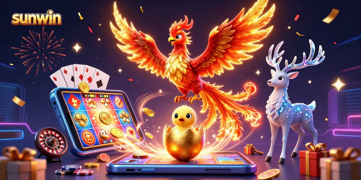 Enhance your winning chances at sunwin with a mesmerizing 3D casino scene featuring a fire phoenix.