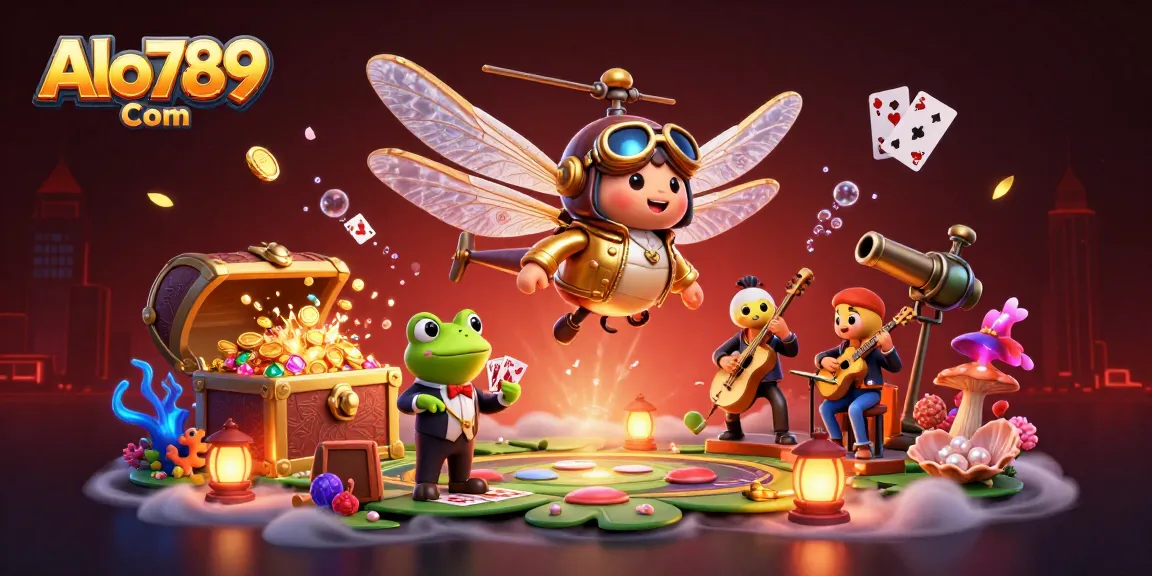 Engage in thrilling action at Alo789 Com, where the dragonfly pilot and frog croupier bring casino excitement.