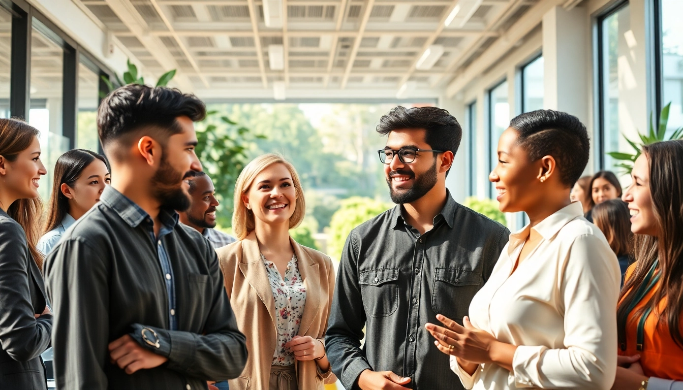 Individuals showcasing their ideal career paths through meaningful interactions in various work settings.