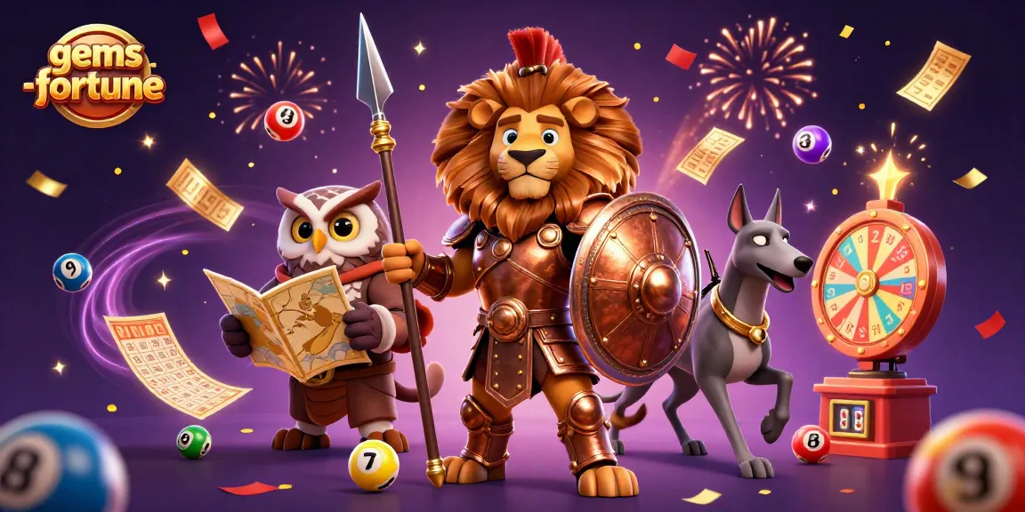Engage in gems-fortune events with colorful lottery elements and dynamic casino characters in action.