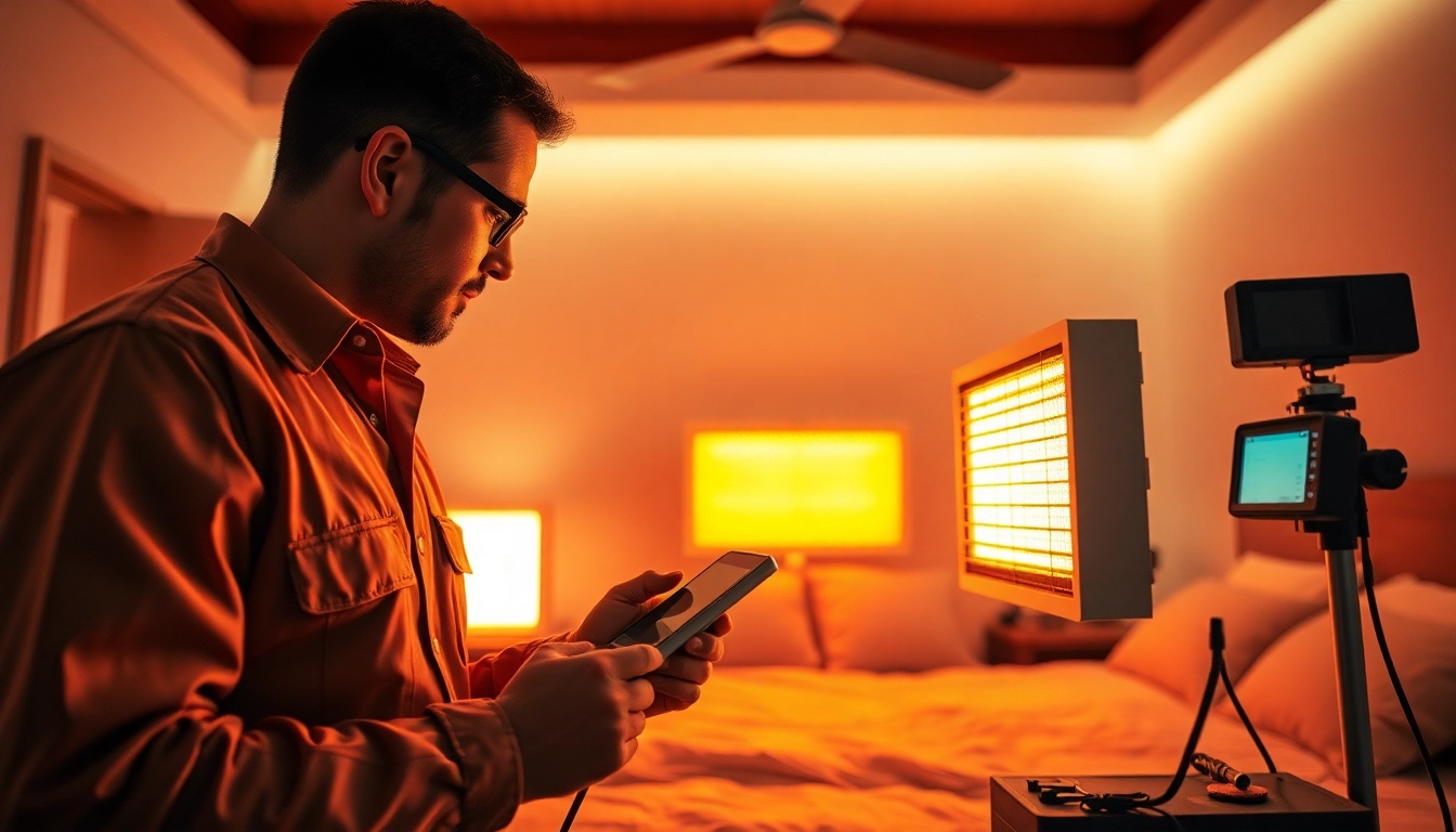 Technician performing bed bug heat treatment, illustrating modern pest control techniques.