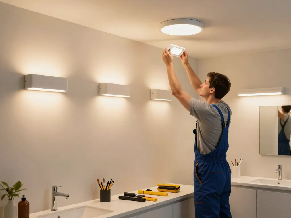 Aplica LED baie, servicii locale de instalare, contractor profesionist.