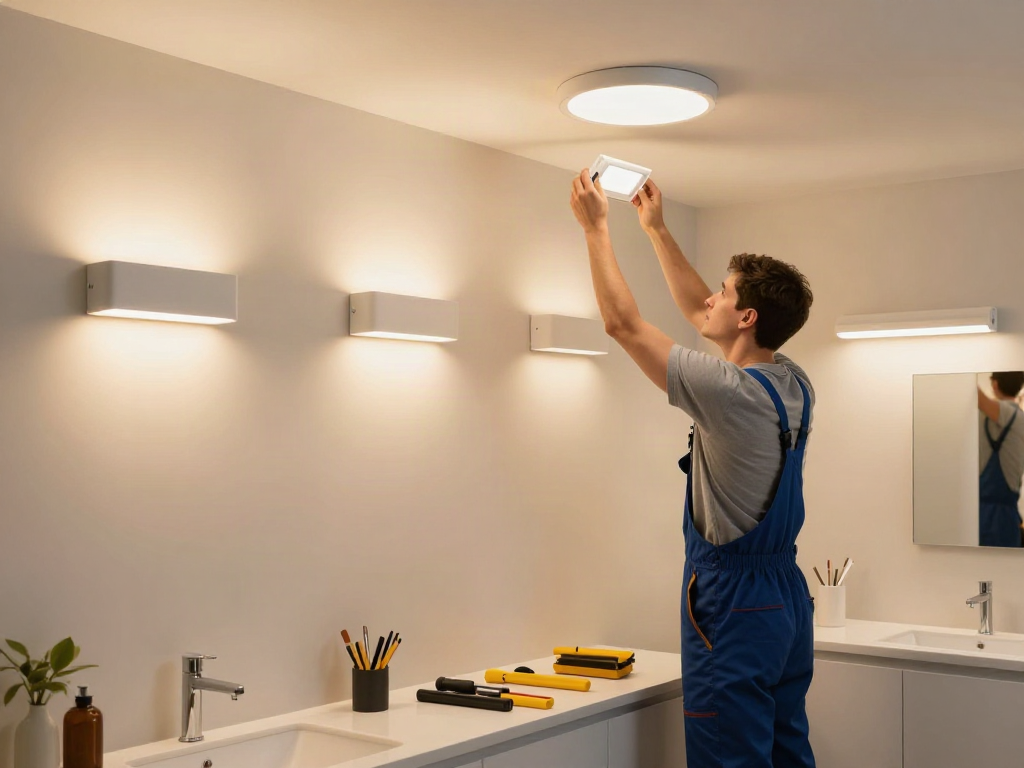 Aplica LED baie, servicii locale de instalare, contractor profesionist.
