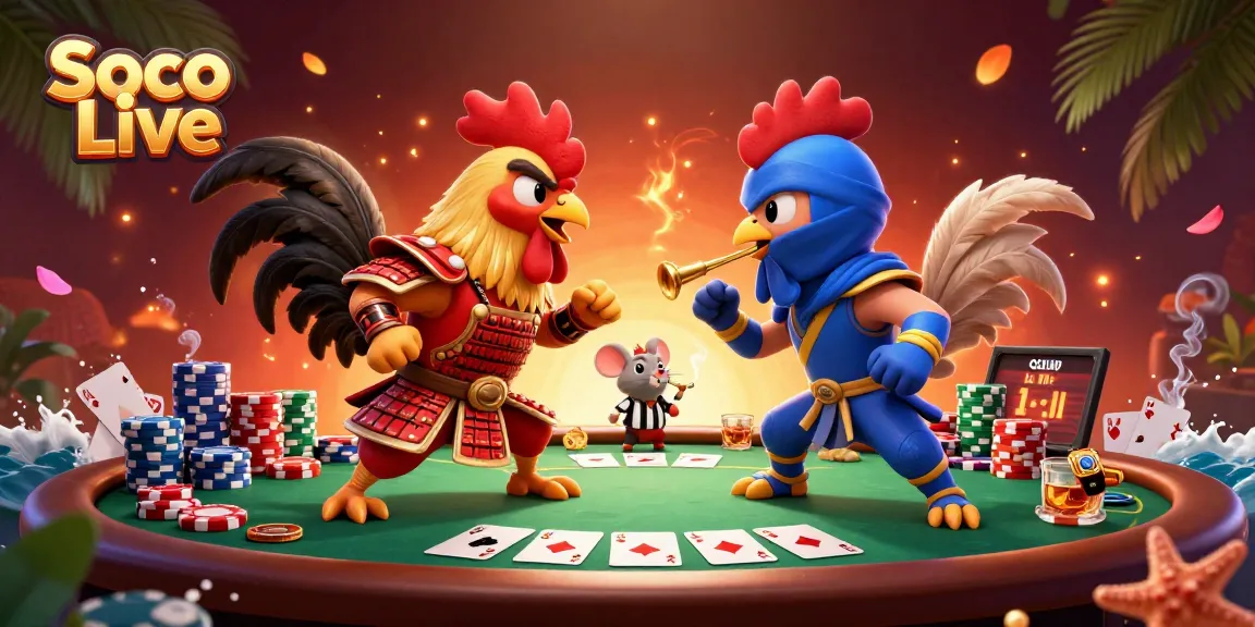 Experience thrilling encounters with Soco Live as roosters battle on an exciting poker table.