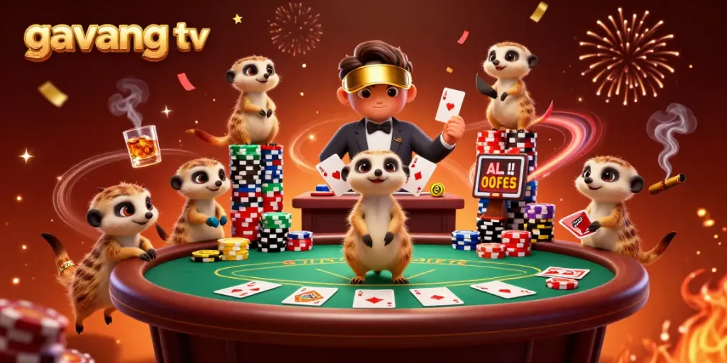 Experience thrilling gameplay with gavang tv in a lively meerkat casino scene.