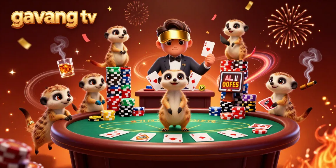 Experience thrilling gameplay with gavang tv in a lively meerkat casino scene.