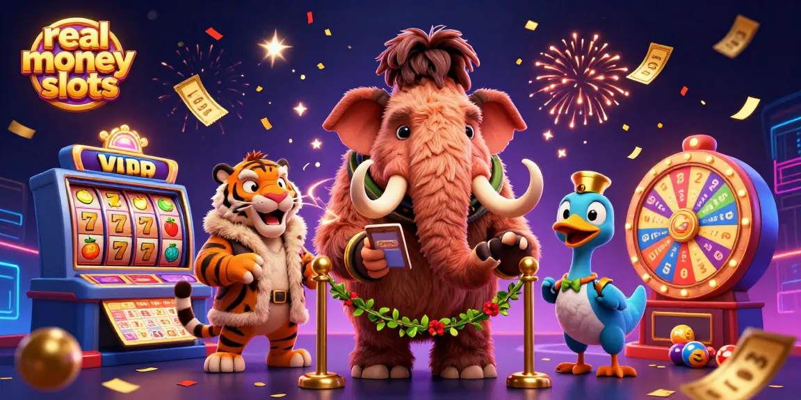 Engage in exciting real money slots with stunning characters in a vibrant casino scene.
