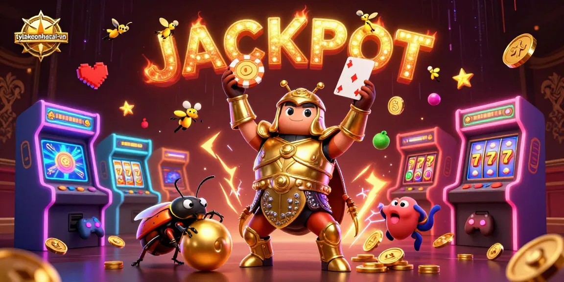 Experience thrilling wins at tylekeonhacai-vn with an epic jackpot scene featuring vibrant characters and casino elements.