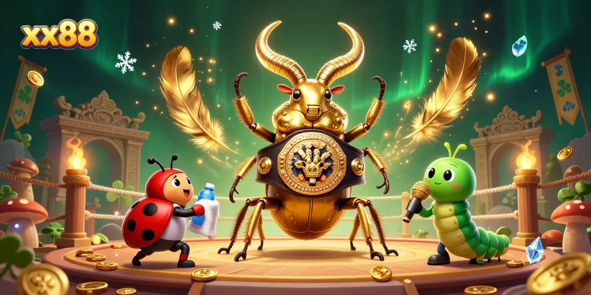 Join the action at xx88 with a vibrant 3D depiction of a boxing beetle in a thrilling gambling arena.