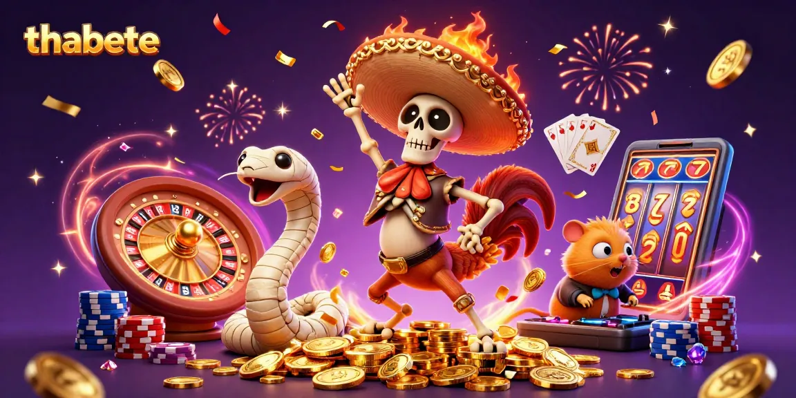 Experience exciting gameplay at thabete with a joyful celebration of casino elements.