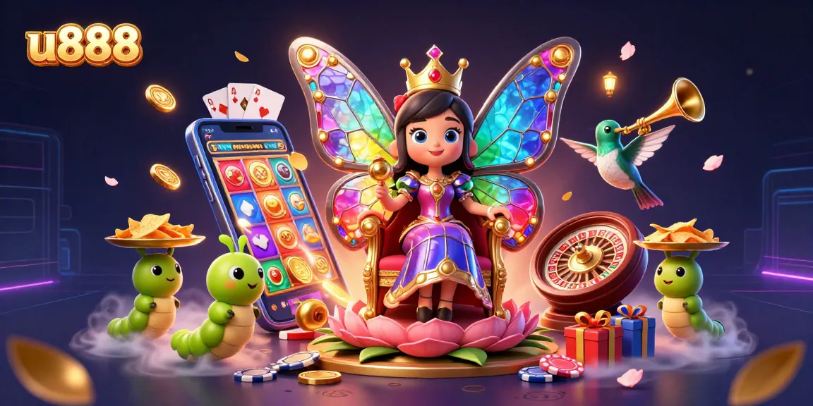 Experience the thrilling u888 casino adventure with vibrant slot games, butterfly queen, and golden coins.
