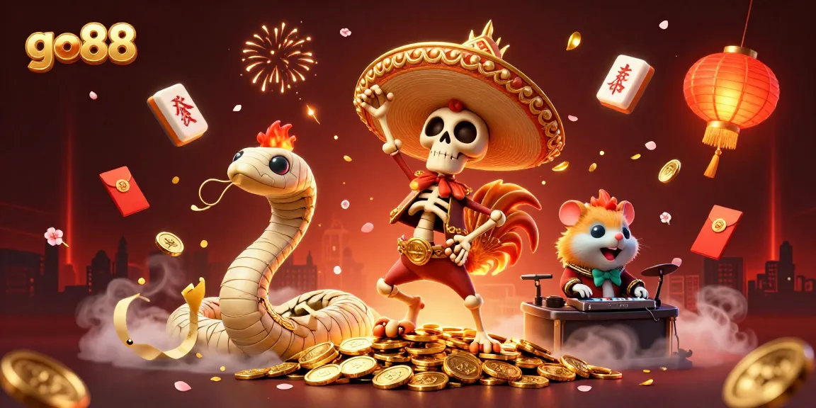 Experience the excitement of go88 with vibrant characters and casino elements in dynamic 3D illustration.