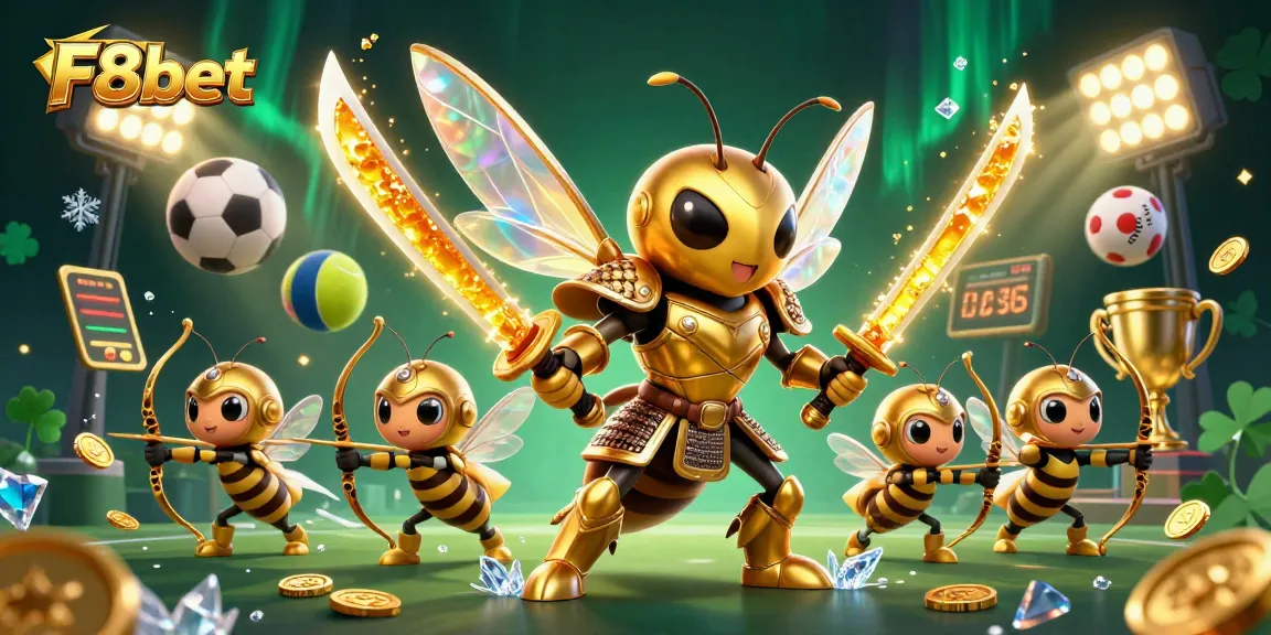 Engage in thrilling action with F8bet as a samurai hornet leads bee archers in a vibrant sportsbook