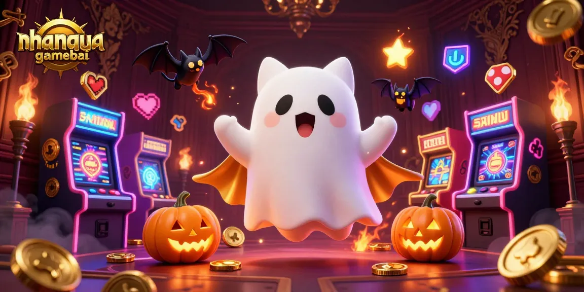 Engage in strategic play at nhanquagamebai with the ghost cat in a lively casino scene.