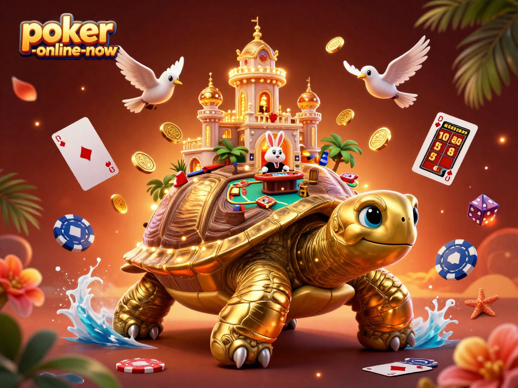 Engage in thrilling poker action at poker-online-now with the golden tortoise casino scene