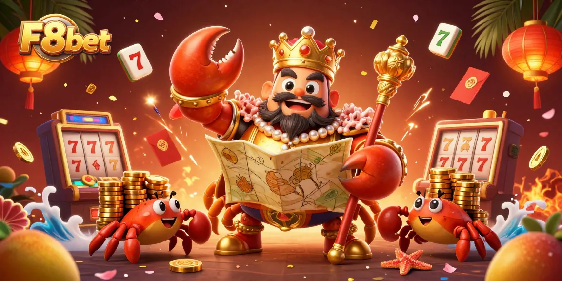 Experience exciting gameplay and rewards at F8bet with a golden crab emperor overseeing gaming adventures.