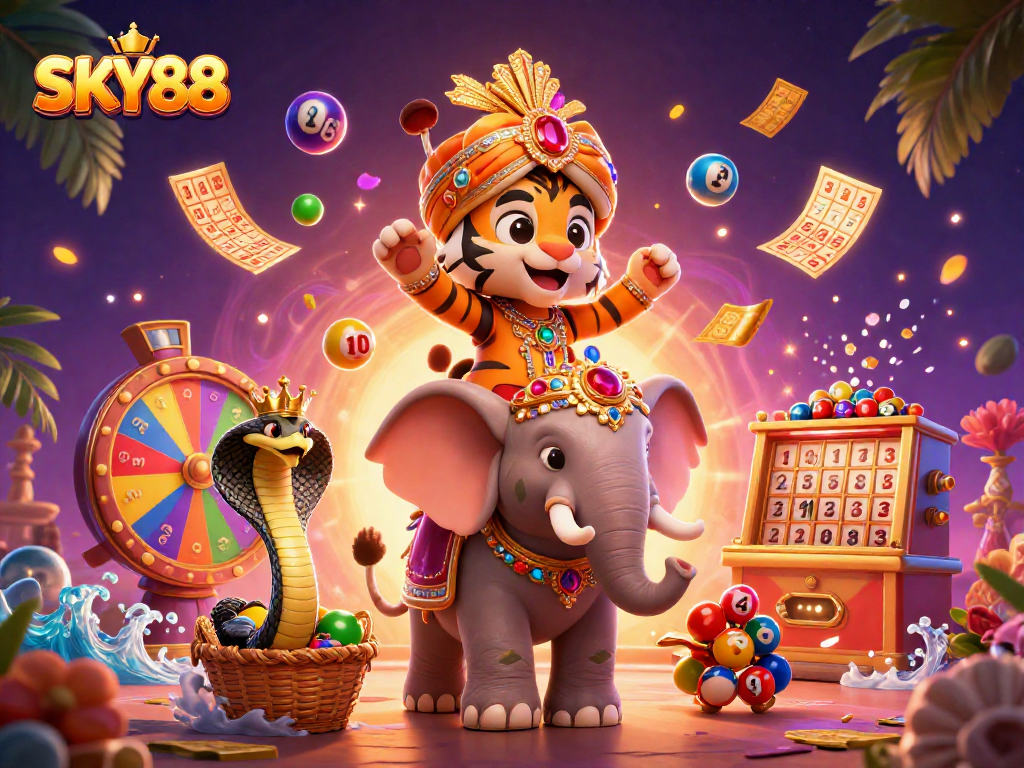 Immerse yourself in SKY88's vibrant casino world with lively lottery and bingo elements.
