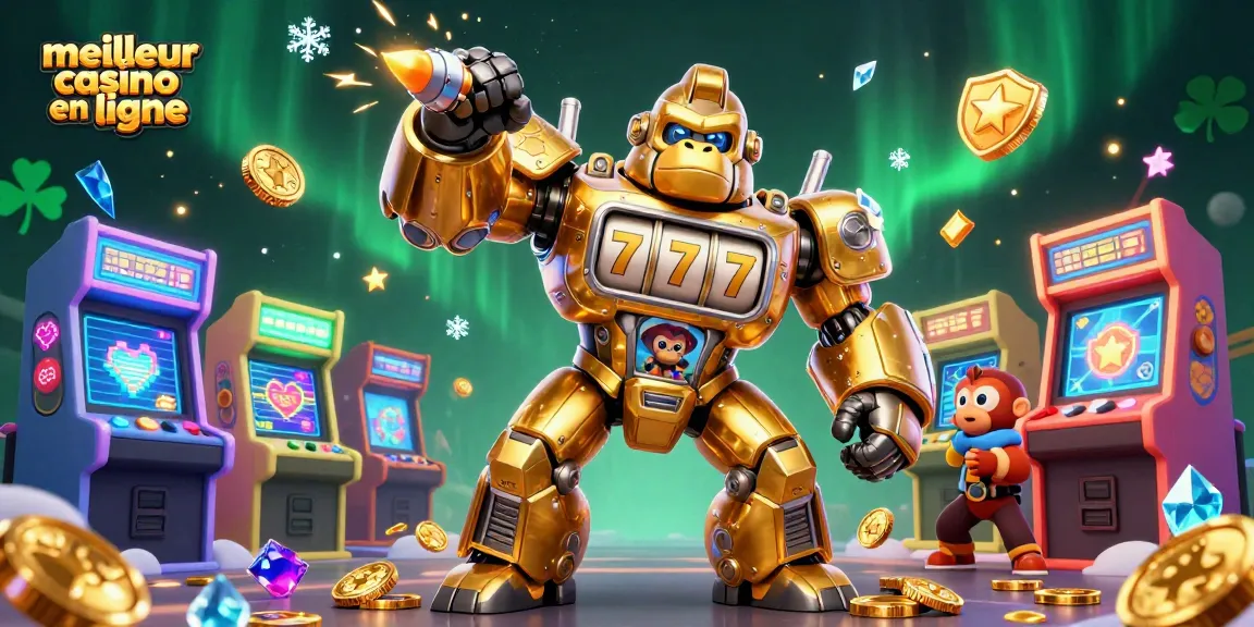 Jouer sur le meilleur casino en ligne avec un mech gorille doré et des machines à sous